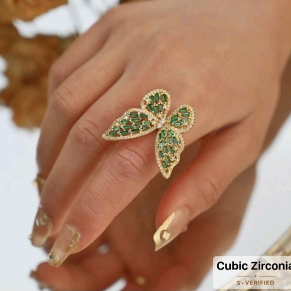 Jewelry - 🦋🦋NEW🦋🦋 BEAUTIFUL!! Gold Plated Over Copper CZ Butterfly Adjustable Ring